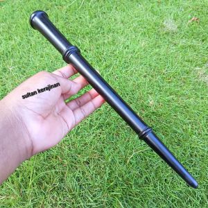 Tongkat komando kayu galih kelor hitam tenggelam di air ukir hizib panjang ±35 cm