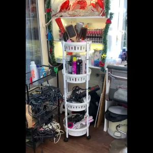 Kệ Rổ Xoay Xếp Gọn Đựng Dụng Cụ Trang Điểm Phụ Kiện Làm Tóc - 3 Tầng - 4 Tầng - Kệ Để Dụng Cụ Tiệm Tóc Studio Makeup