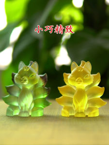 Chanyue Ancient French Glaze Handicraft Nine Tail Fox Desktop Accessories Small Living Room TV Cabinet Decoration Chinese Decoration
