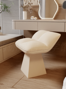 Rotatable Vanity Chair Cream Style Bedroom Wardrobe Girls High End Makeup Desk Chair Non-Slip Design Iron And Velvet Material