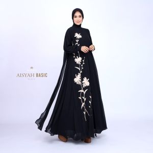 (9) MAYRA AISYAH BASIC  Baju Dress Gamis Hitam Putih Mulimah Aisyah Basic Series By Mayra. Nazra Sha