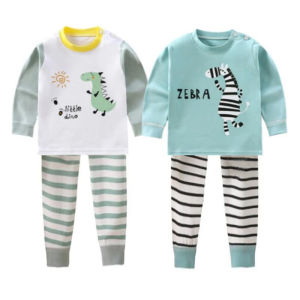 Kids Tops+Pants 2-Piece Clothing Set Cotton Pajama Cartoon Zebra Dinosaur Autumn Baby Boys Girls Underwear Casual Suit 1-6 Years