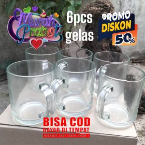 harga turun!!! cangkir kopi bahan kaca (6pcs) gelas kopi/gelas kopi murah/cangkir/gelas/bahan kaca bening