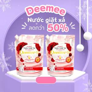 Combo 2 Nước Giặt Xả Deemee 2L Màu Đỏ  – Hương Mẫu Đơn Đậm Đặc Phù Hợp Máy Giặt Cửa Ngang Cửa Đứng