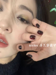 Nhựa Móng Tay Thủ Công Màu Đỏ Hình Mắt Mèo Màu Trơn Ngắn Thời Trang Thu Đông Cao Cấp Làm Đẹp Móng Tay Hoàn Thiện