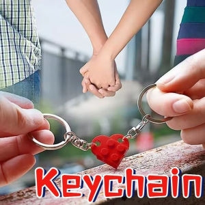 2Pcs/Set Brick Matching Heart Keychain Separable Love Building Block Keyrings For Couple Lovers BFF Women Men Valentines Day Gifts