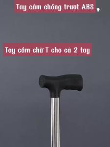 Gậy Cho Người Già Đa Năng Cao Tuổi 4 Chân Automatik Mù Khiếm Thị Đau Lưng Chấn Thương Bà Bầu Hợp Kim Nhôm Chống Trượt
