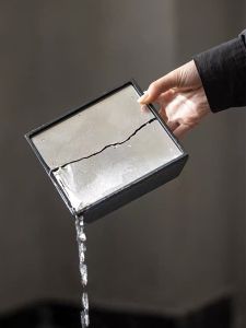 Handmade White Wax Charcoal Burned Four-Sided Tea Table Board Storage Water Dry Bubble Table Zen Style Real Wood Chinese Retro