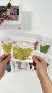 FF Stiker Hiasan Dinding Logam Imitasi Berongga Kupu-kupu 3D/stiker Kupu-kupu Logam Cantik Kreatif Berlubang COD