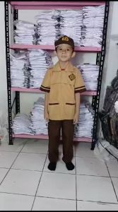 Setelan Lengkap baju Kemeja Pramuka Model Sianga Lengan Pendek Celana Panjang+Topi+sabuk+Kaos kaki sekolah dasar SD SMP