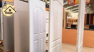 บ้านดี ประตูไม้สยาแดง รุ่น VANDA-06 ขนาด 80x200 cm ราคาต่อ1บาน (บานซ้าย-บานขวา) ประตูคู่หน้าบ้าน แข็งแรง ทนทาน ประตูไม้จริงกระจกนิรภัย