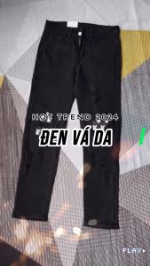 Quần bò jean nam dài đen vá da họa tiết THỎ phong cách chất jean co giãn tốt chuẩn form bền đẹp phối đồ dễ dàng giá tốt