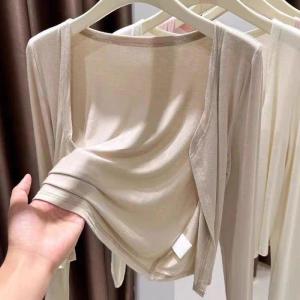 Áo Len Cardigan Mỏng Màu Hồng Chống Nắng Cho Nữ Mùa Hè Áo Khoác Ngoài Dây Thắt Lưng Ôm Vừa Vặn Đa Năng Áo Khoác Máy Lạnh