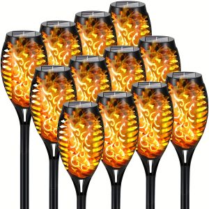 1-8pc 12LED Solar Flame Light OutdoorWaterproof Torches Landscape Lamp For Outdoor Courtyard Garden YardHalloween Decorations