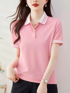 QIAOXIZI | Loose Fitting Polo Collar Slimming T-shirt