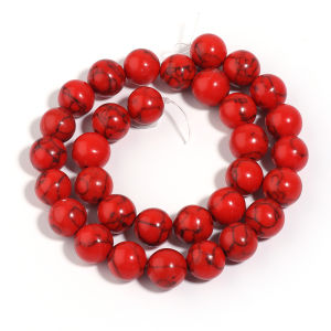 1 Strand Red Turquoise Stone Beads 4/6/8/10/12mm Round Natural Gemstone Bead for DIY Bracelet Necklace Jewelry Making Wholesale