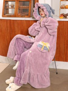RUIMENGDUO | Coral Fleece Thickened Long Robe Nightwear
