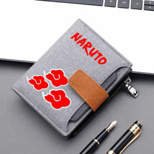 Naruto Anime Small Wallet Kakashi Buckle Canvas Card Holder Secondary Coin Purse for Middle School Students