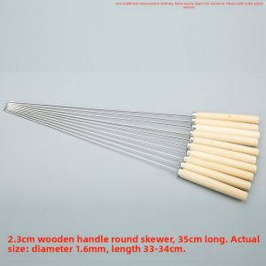 Wood Handle Stainless Steel BBQ Skewer