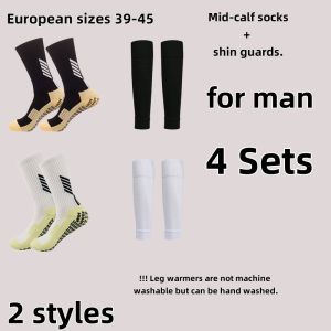 European sizes 39-45 4 Sets Featuring Mid-Calf Socks with Reinforced Soles + Matching Leg Warmers for Men only