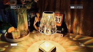 LED diamond desk lamp charging desk lamp home 3 color acrylic crystal table lamp USB charging decoration bedroom night light