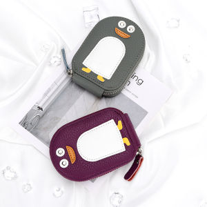 Royal Bagger Ví Đựng Thẻ Hình Chim Cánh Cụt Nhỏ Bằng Da Bò Ví Đựng Tiền Xu Ví Có Khóa Kéo Bằng Da Bò Thật Hoạt Hình Dễ Thương Cho Nữ Ví Nữ