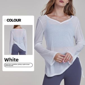 Miiow | Catwoman Summer Womens Sport Long Sleeve Loose Meat Covering Drawstring Waist Slimming Lightweight Breathable Yoga Top