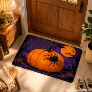 Thảm Chùi Chân Hình Bí Ngô Halloween VIKAMA Chống Trơn Trượt Giặt Được Dùng Trong Nhà Và Ngoài Trời Chất Liệu Nỉ Mềm Mại Thoải Mái Dùng Cho Gia Đình.