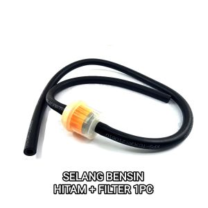 Selang Bensin Hitam + Filter Universal - Slang Saringan Penghubung Screen Oil Filter Minyak Bengsin Untuk Segala Motor