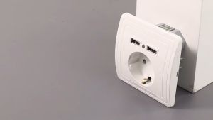 Colokan listrik dinding / Taffware Stop Kontak Dinding EU Plug dengan 2 USB Port - SCN2
