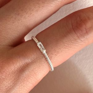 925 Sterling Silve Geometry Zircon Ring for Women Girl Gift Engagement Weave Sweet Romantic Jewelry Dropshipping