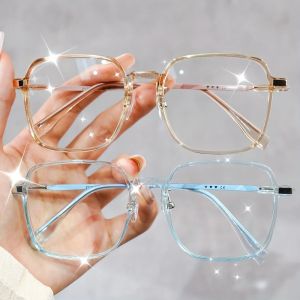 2PCS Casual Fashion Square Frame Set Glasses with Transparent Lenses for Protection Against Blue Light Damage from Electronic