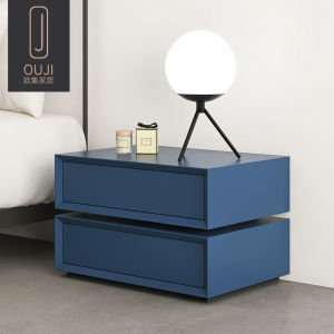 Ouji Home Italian Minimalist Rotating Bedside Table Designer Modern Creative Bedroom Baking Varnish Chest of Drawers Locker