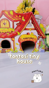 Hamtoro Fantasy Tiny House I Rumah Hamster Kayu Natural I Motif Random Super Lucu!