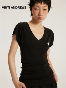Antibacterial Slim Fit V-Neck Pile T-Shirt