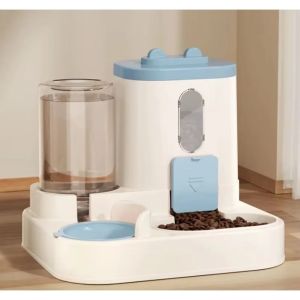 Cat Bowl Automatic Feeder with Spill Proof Design with Water Fountain Pet Food Dispenser for Small Medium Large Cats Dogs
