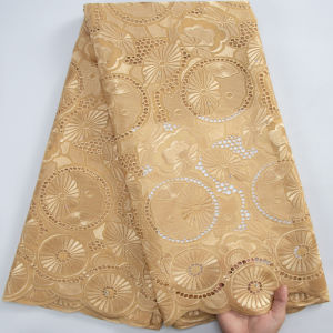 SJD LACE Nigeria Cotton Lace Fabric with Stones 2024 High Quality African Swiss Voile Lace for Sewing Wedding Party Dresses 3197