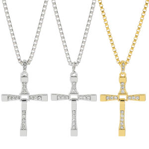 Dominic Toretto The Fast and The Furious Celebrity Vin Diesel Item Crystal Jesus Men Cross Pendant Necklace Gift Jewelry