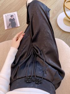 Oriental Style Satin High Waisted Trousers