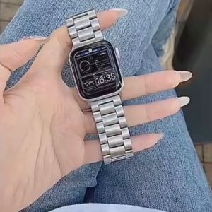 Strap Stainless Steel untuk Apple Watch - Tali Rantai Metal Kompatibel dengan Semua Model (Series SE/1-11 Ultra 1/2 Ukuran 38-49mm) - Kode T500/Pro HW22 W26