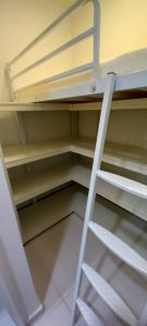 Loft bed with mattress +L shape shelf customize singapore /bomb shelter/helper room/store room/unity