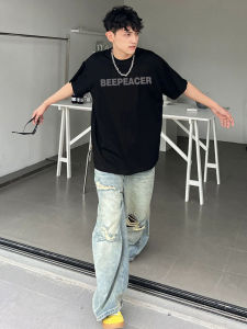 เสื้อยืดคอกลมแขนสั้นผ้าฝ้ายแท้ 270g สำหรับผู้ชาย ทรงหลวม สไตล์เกาหลี แฟชั่นฤดูร้อน ใส่สบาย ลำลอง