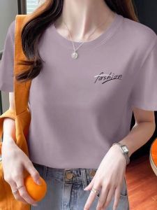 Pure Cotton Short Sleeve T-Shirt Womens Loose Fashionable Casual Print Top Comfortable Breathable Summer Clothing