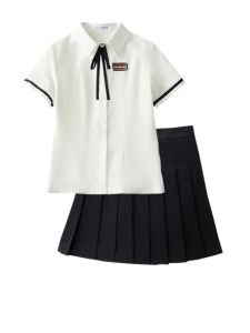 Sweet Style British School Uniform Short Size Womens Workwear Bar Front Desk Uniform KTV Club College Wind Shirt Set