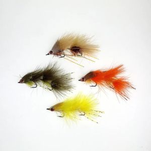 Bimoo 2/4pcs Articulated Fish Streamers Fly Deer Hair Marabou Feather Artificial Bait Fish Pike Muskie Bass Trout Fishing Lures
