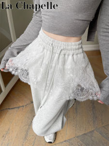 กางเกงขายาวทรงตรงผ้าไนลอนผสมผ้าฝ้ายผสมไนลอนยืดสำหรับผู้หญิง La Chapelle กางเกงขายาวทรงตรงสไตล์เกาหลีสตรีท