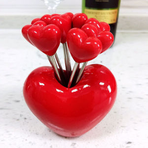 Creative Stainless Steel Heart Shaped Fruit Forks Home Use Cute Attractive Fruit Picks Dining Utensils from Mainland China