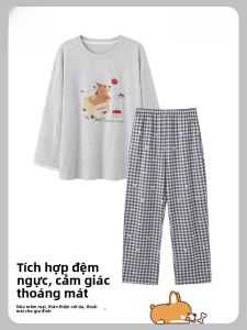 MiiOW | Bộ đồ ngủ cotton nguyên chất dành cho nữ có đệm ngực chống nhô trồi phong cách ngọt ngào Bộ đồ mặc nhà mùa thu 2025 MiiOW Cat Person