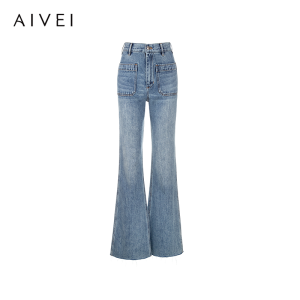 AIVEI | Distressed Hong Kong Style Double Pocket Flared Jeans
