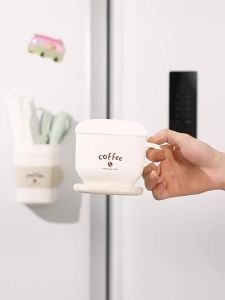 Magnetic Refrigerator Storage Box HIPS Wall Mounted Coffee Cup Organizer No Trace Holder for Kitchen Office Desk